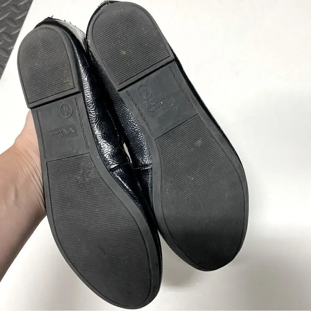 NINA MARISSA BLACK CRINKLE PATENT Mary Jane ballet flat dress shoe elastic 4